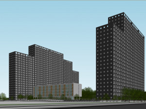 SU model of Vanke Blue Mountain office and apartment building Model 3D
