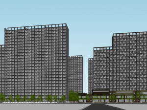 SU model of Vanke Blue Mountain office and apartment building Model 3D