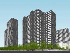 SU model of Vanke Blue Mountain office and apartment building Model 3D