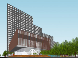 SU model of Vanke Blue Mountain office and apartment building Model 3D