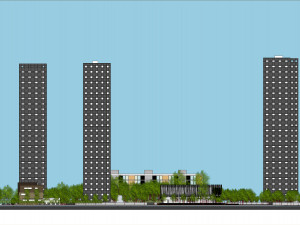 SU model of Vanke Blue Mountain office and apartment building Model 3D
