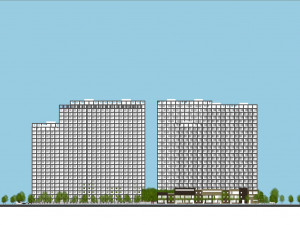 SU model of Vanke Blue Mountain office and apartment building Model 3D