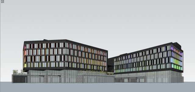 SU model of multi-story creative office building architecture 3D मॉडल .c4d .max .obj .3ds .fbx .stl .blend 