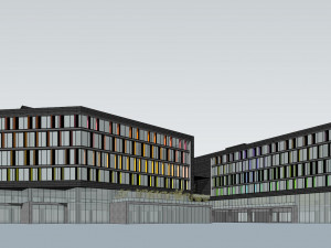 SU model of multi-story creative office building architecture Model 3D