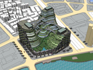 SU-Modell eines integrierten gr&uuml;nen B&uuml;rogeb&auml;udes mit hoher Dichte 3D Modell