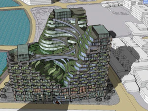 SU model of high-density green integrated office building 3D Model