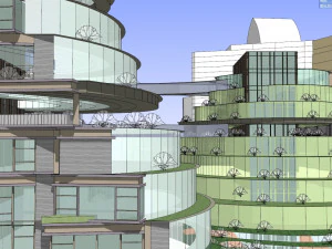 SU model of high-density green integrated office building 3D Model