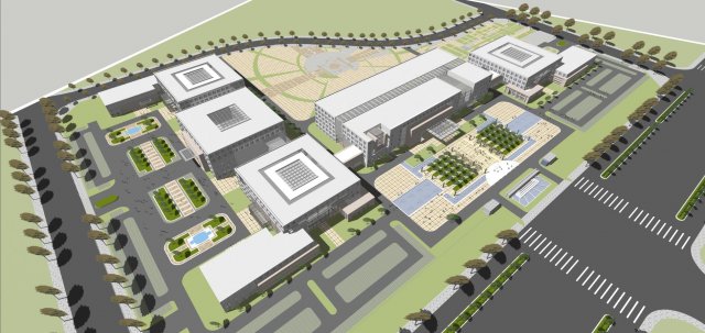 Developing SU model of open office building building Model 3D .c4d .max .obj .3ds .fbx .stl .blend 