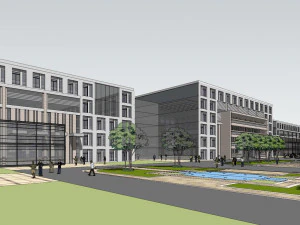 Developing SU model of open office building building 3D Model