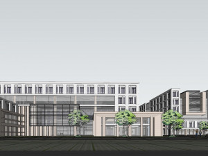 Developing SU model of open office building building Model 3D