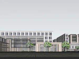 Developing SU model of open office building building 3D Model