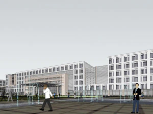 Developing SU model of open office building building 3D Model
