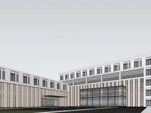 Developing SU model of open office building building 3D Model
