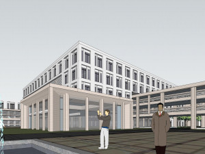 Developing SU model of open office building building Model 3D