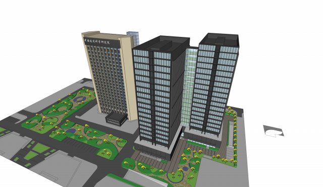 SU model of the office building of Construction Research Model 3D .c4d .max .obj .3ds .fbx .stl .blend 