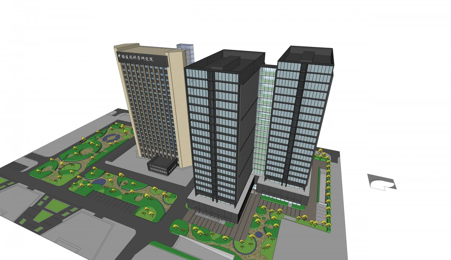 SU model of the office building of Construction Research 3D Model .c4d .max .obj .3ds .fbx .stl .blend 