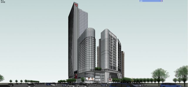 SU model of commercial and office apartment building 3D Model .c4d .max .obj .3ds .fbx .stl .blend 