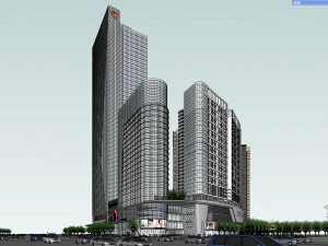 Model SU apartamentowca handlowo-biurowego Model 3D