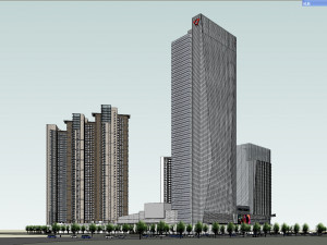 SU model of commercial and office apartment building 3D Model