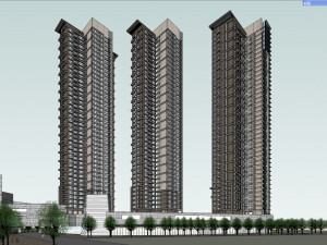 SU model of commercial and office apartment building 3D Model