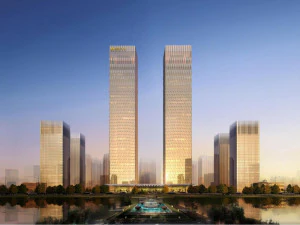 SU model of green space super high-rise office building 3D Model