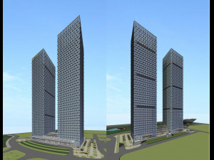 SU model of green space super high-rise office building 3D 모델