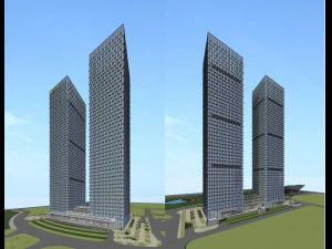 SU model of green space super high-rise office building 3D Model