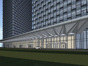 SU model of green space super high-rise office building 3D Model