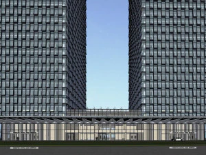SU model of green space super high-rise office building 3D Model