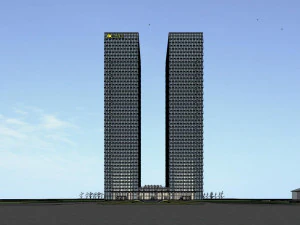 SU model of green space super high-rise office building 3D Model