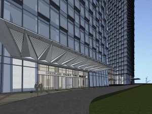 SU model of green space super high-rise office building 3D Model