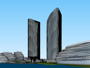 SU model of Shuanghehu Twin Towers office building 3D Model