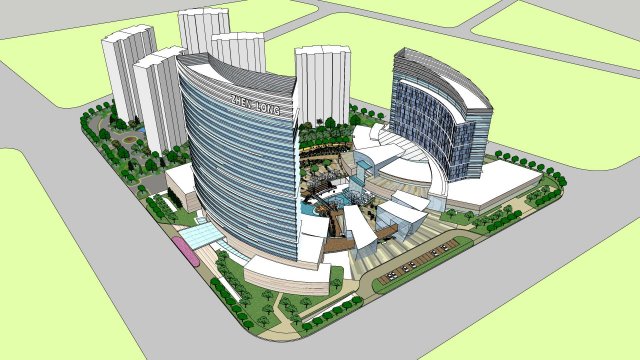 SU model of Oasis planned office building and sunken plaza 3D 模型 .c4d .max .obj .3ds .fbx .stl .blend