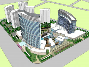 SU model of Oasis planned office building and sunken plaza 3D Model