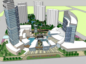 SU model of Oasis planned office building and sunken plaza 3D 模型