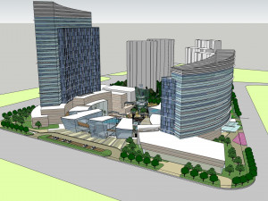SU model of Oasis planned office building and sunken plaza 3D 模型