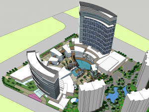 SU model of Oasis planned office building and sunken plaza 3D 模型