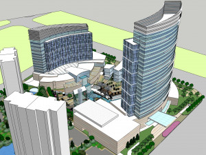SU model of Oasis planned office building and sunken plaza 3D 模型