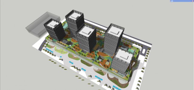 SU model of commercial office building in Qinhuai 3D मॉडल .c4d .max .obj .3ds .fbx .stl .blend 