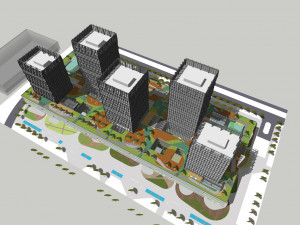 SU model of commercial office building in Qinhuai 3D Model