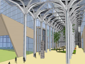 SU model of twin tower commercial office building 3D Model