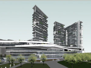 СУ-модель современного высотного коммерческого офисного здания 3D Модель