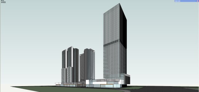 SU model of modern high-rise office and apartment building Modelo 3D .c4d .max .obj .3ds .fbx .stl .blend