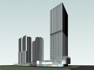 SU model of modern high-rise office and apartment building Model 3D