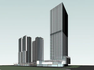 СУ-модель современного высотного офисно-жилого дома 3D Модель