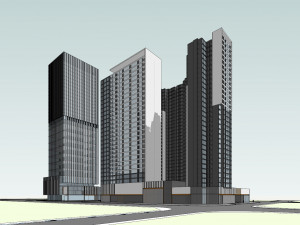 SU model of modern high-rise office and apartment building Modelo 3D