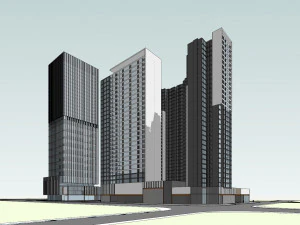 SU model of modern high-rise office and apartment building 3D Model