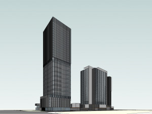 SU model of modern high-rise office and apartment building Modelo 3D