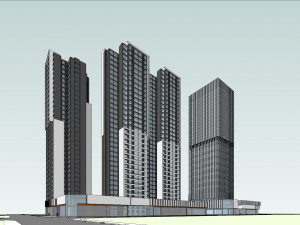 SU model of modern high-rise office and apartment building Modelo 3D