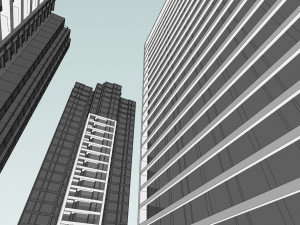SU model of modern high-rise office and apartment building Modelo 3D